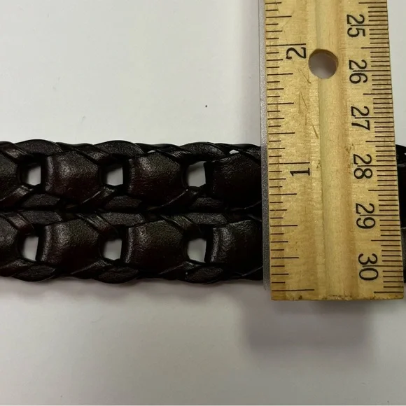 Haggar dark brown chain link vintage leather belt woven western unisex boho #8 - Picture 11 of 12